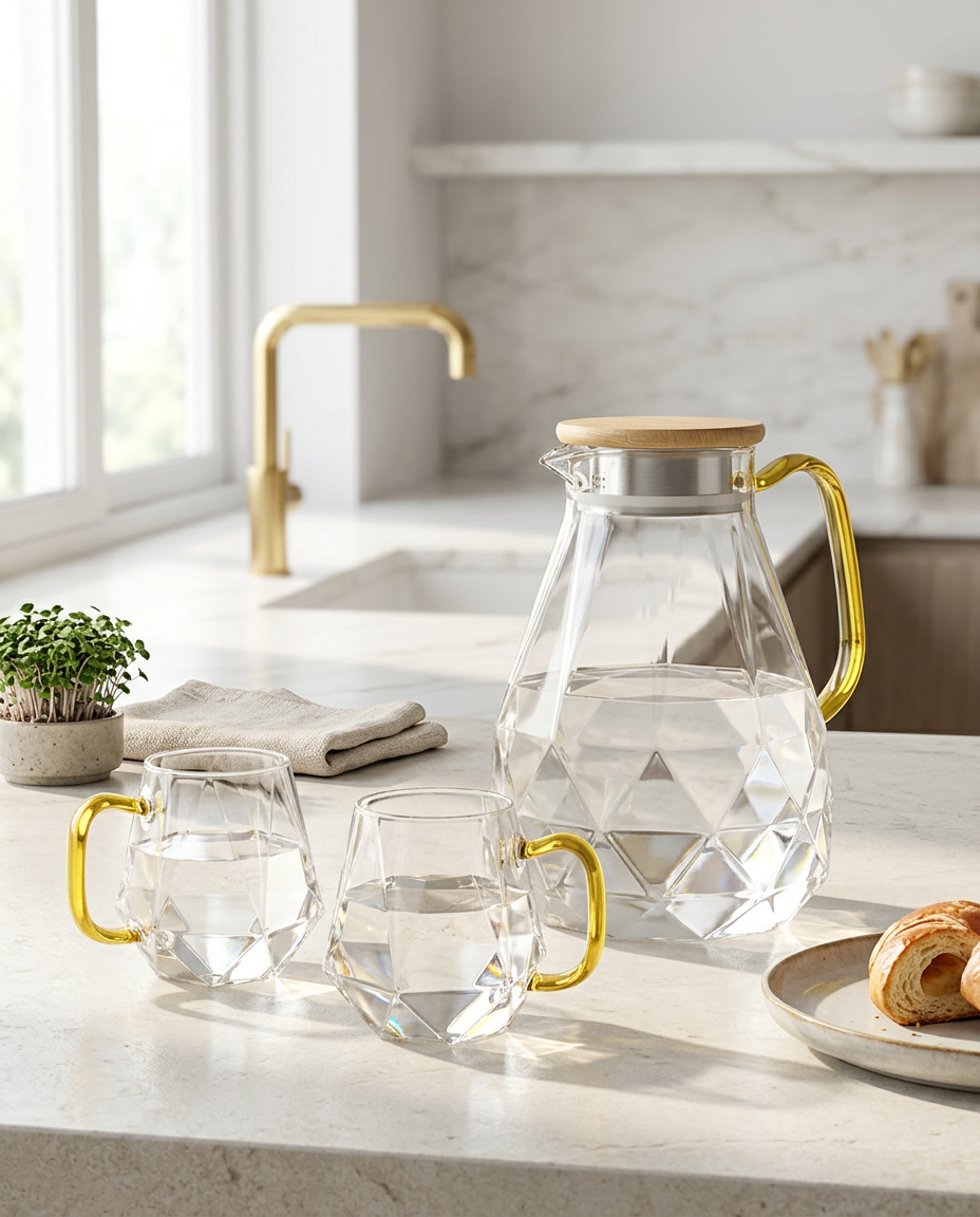 Losange Jug and Cups