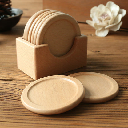 Circle Hardwood Coaster Set