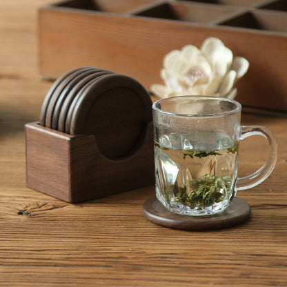Circle Hardwood Coaster Set