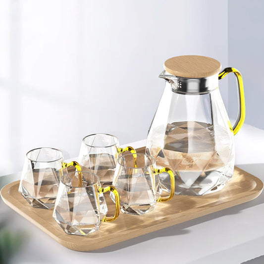 Diamond Pattern Heatproof Glass Jug and Cups