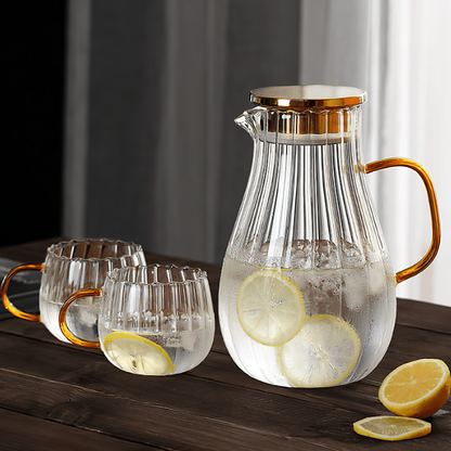 Ridged Heatproof Glass Jug and Cups